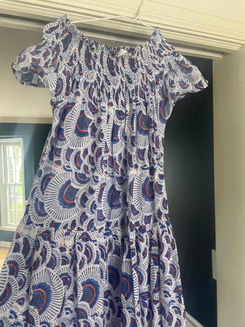 Resort flowy beach Blue & White womens naples boutique S/M Summer Dress
